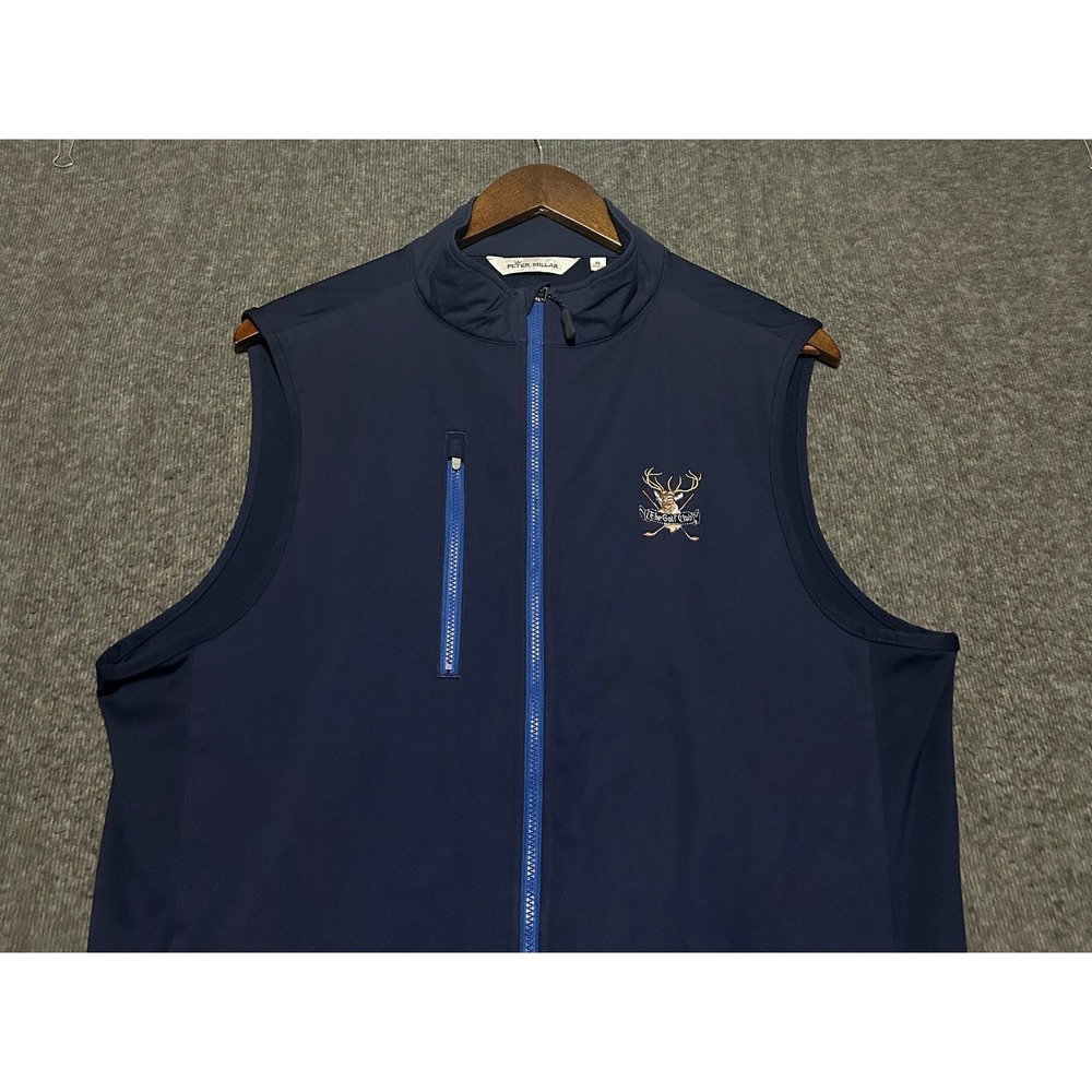 Peter millar fuse hybrid vest blue golf performance full zip the golf club M